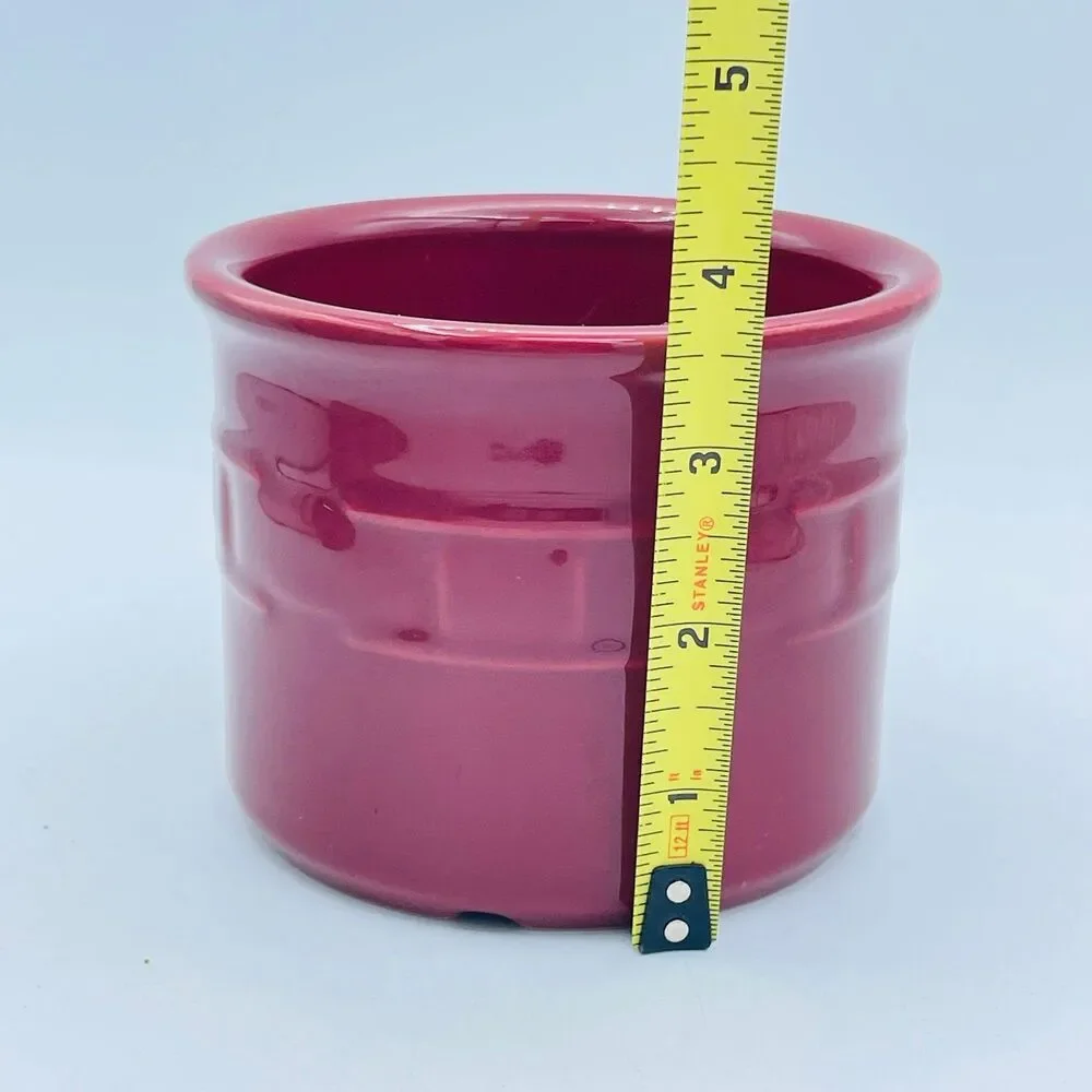 Longaberger Pottery Woven Traditions Paprika Red 1 Pint Small Crock 3.5